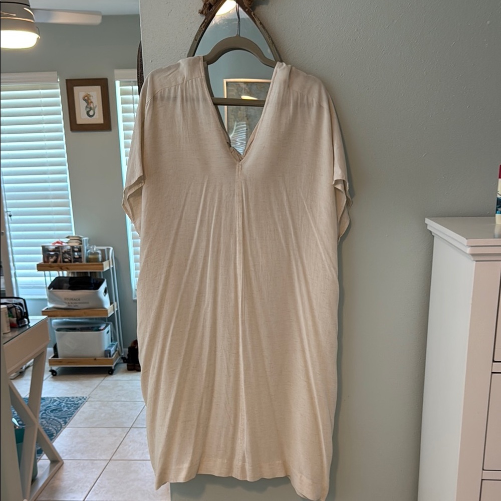 Cream linen back tie dress NWT